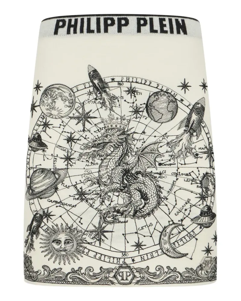 Philipp Plein Gestrickter Minirock mit Sternzeichen-Print - Nude Nude