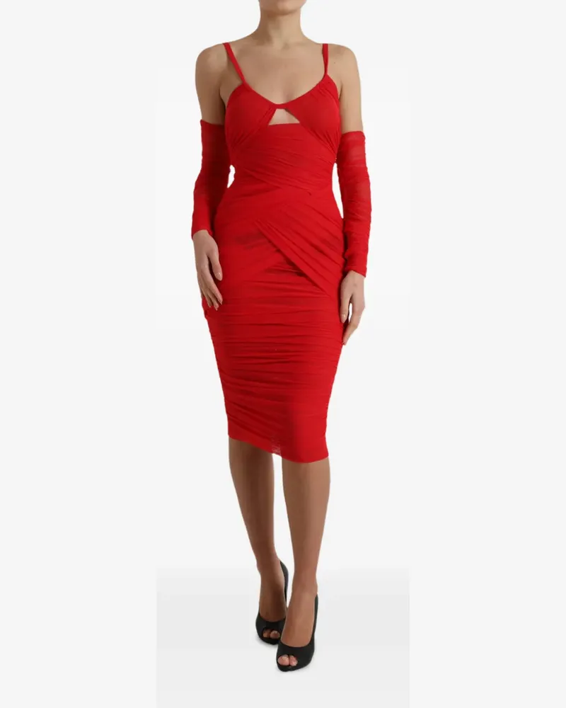 Dolce & Gabbana Gerafftes Kleid mit Cut-Out - Rot Rot