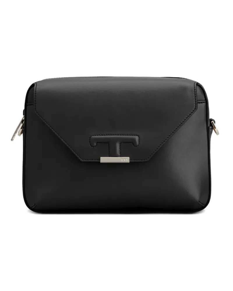 TOD'S Schultertasche mit T-Logo - Schwarz Schwarz