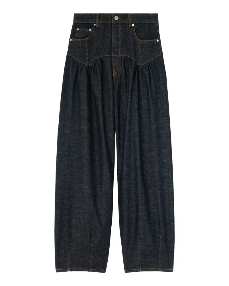 Ganni Corsage-Jeans aus strukturiertem Slub-Denim - Blau Blau