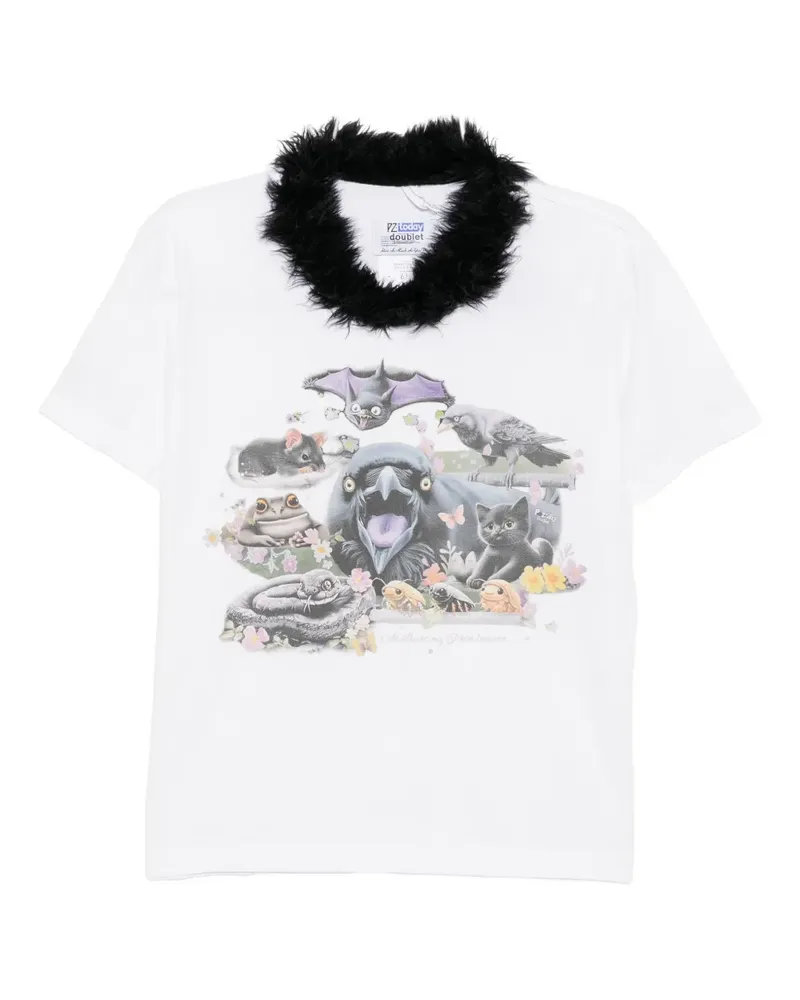 Doublet faux-fur collar zipped T-shirt - Weiß Weiß
