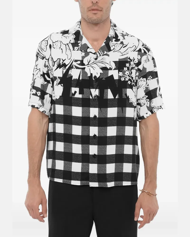 Neil Barrett Kariertes Hemd mit Blumenprint - Weiß Weiß