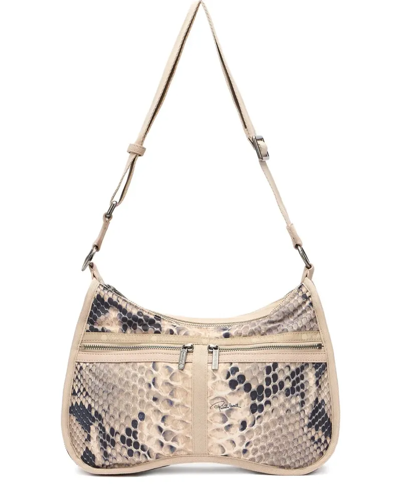 Roberto Cavalli Schultertasche mit Schlangen-Effekt - Nude Nude