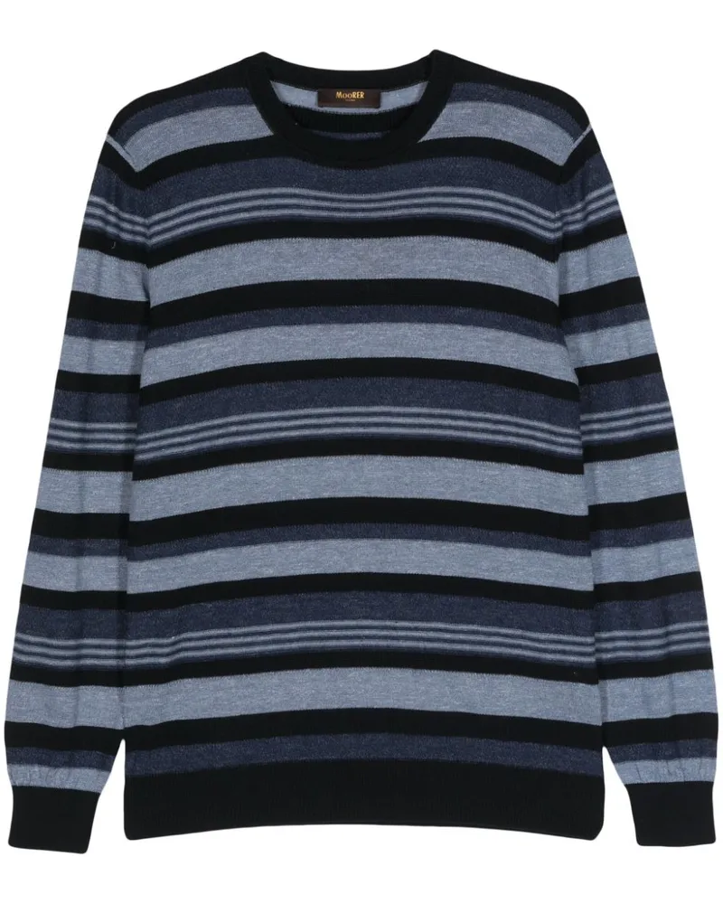 MOORER Gestreifter Elmer Pullover - Blau Blau