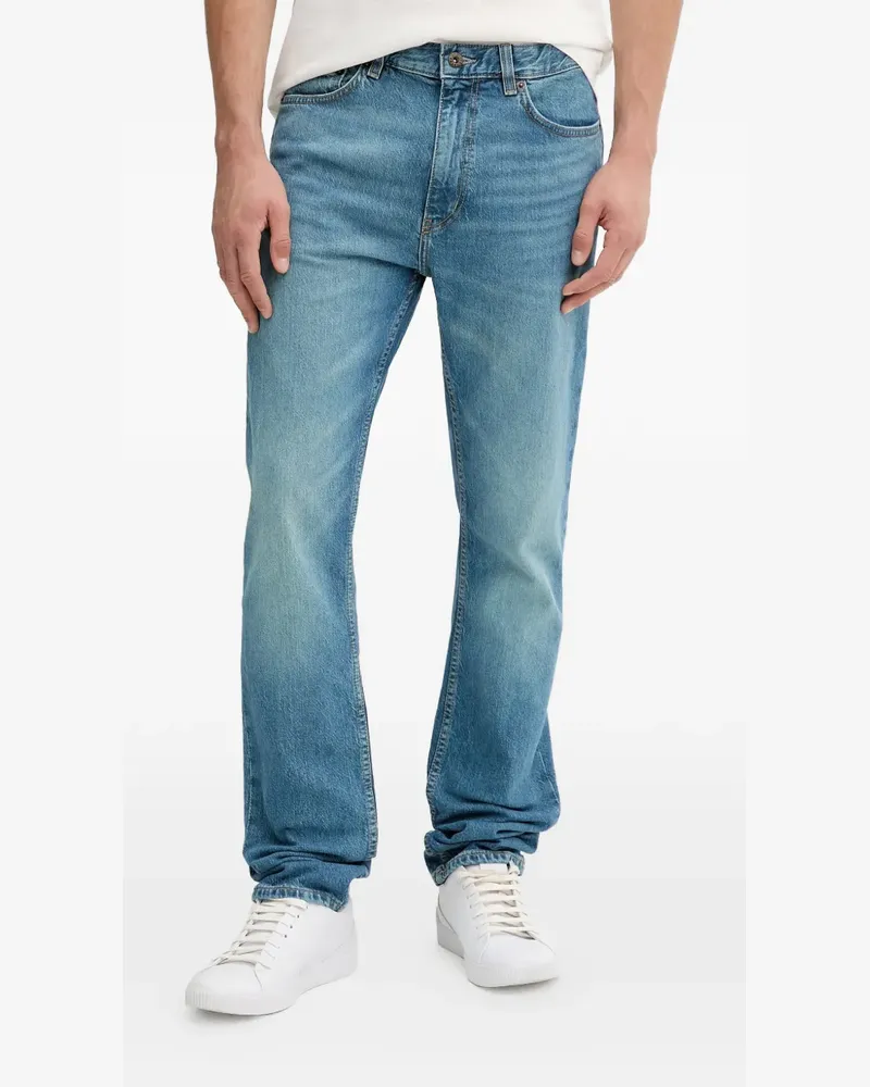 HUGO BOSS logo-patch button-fastening jeans - Blau Blau