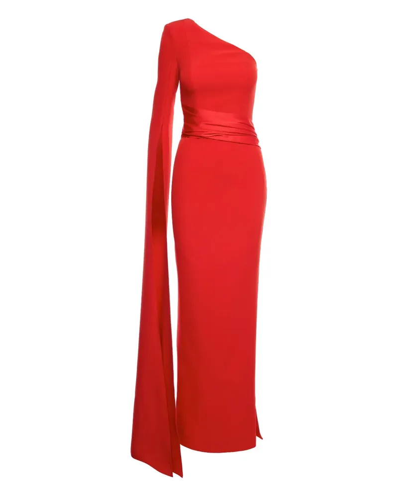 V:PM ATELIER Victoria One-Shoulder-Maxikleid im Cape-Stil - Rot Rot