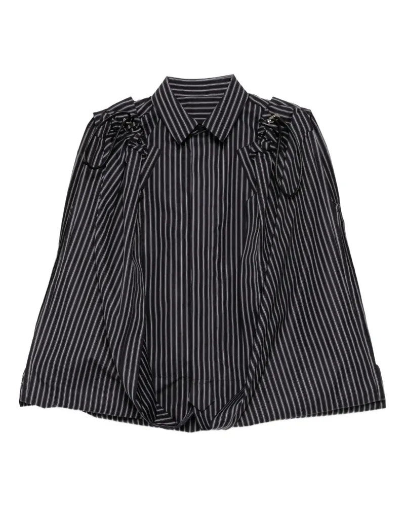 Sacai Gerüschte Bluse mit Nadelstreifen - Blau Blau
