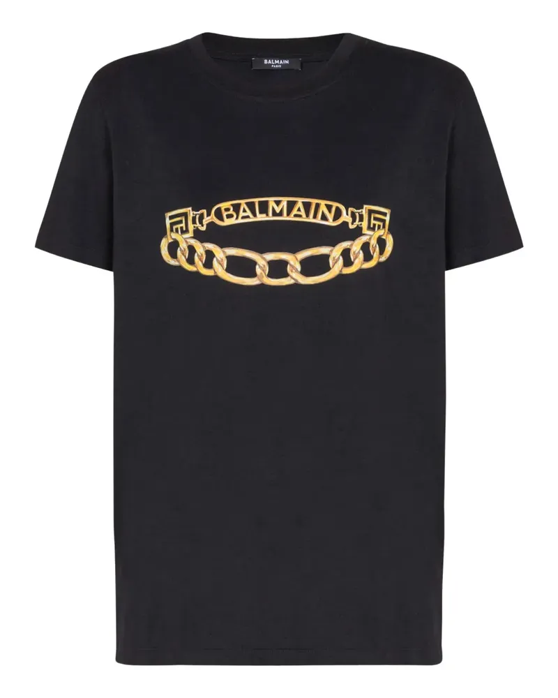 Balmain T-Shirt mit  Chain-Print - Schwarz Schwarz