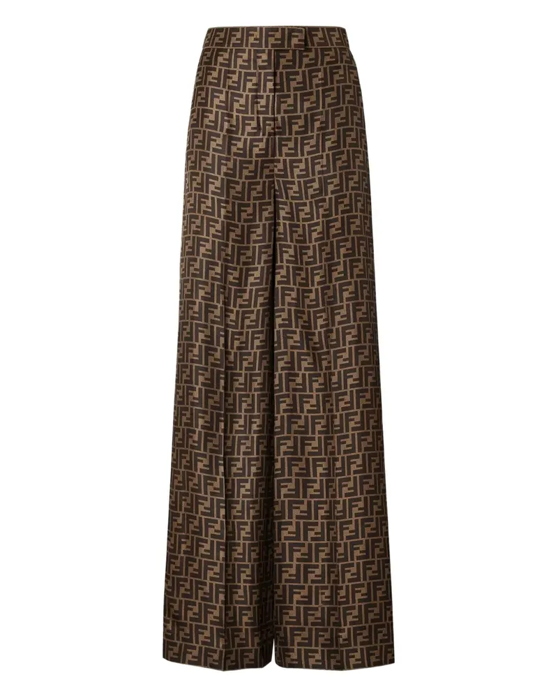 Fendi Seidenhose mit FF-Monogramm - Braun Braun