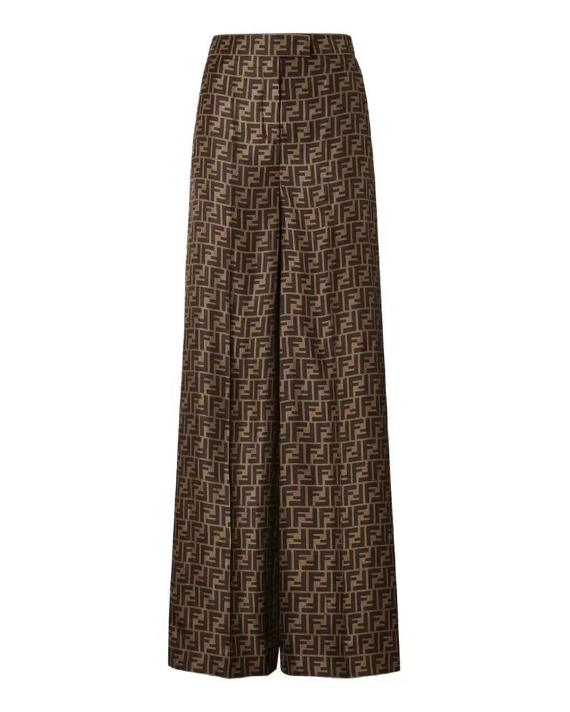 Fendi Seidenhose mit FF-Monogramm - Braun Braun