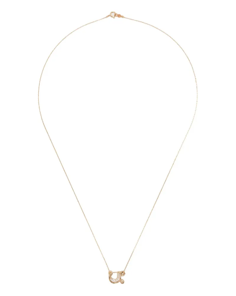 Charlotte Chesnais 18K yellow gold Letter U diamond necklace Gold