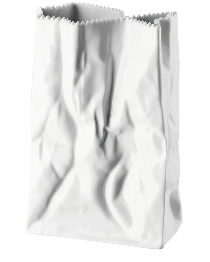 Rosenthal Vase im Papiertüten-Design 18cm - Weiß Weiß