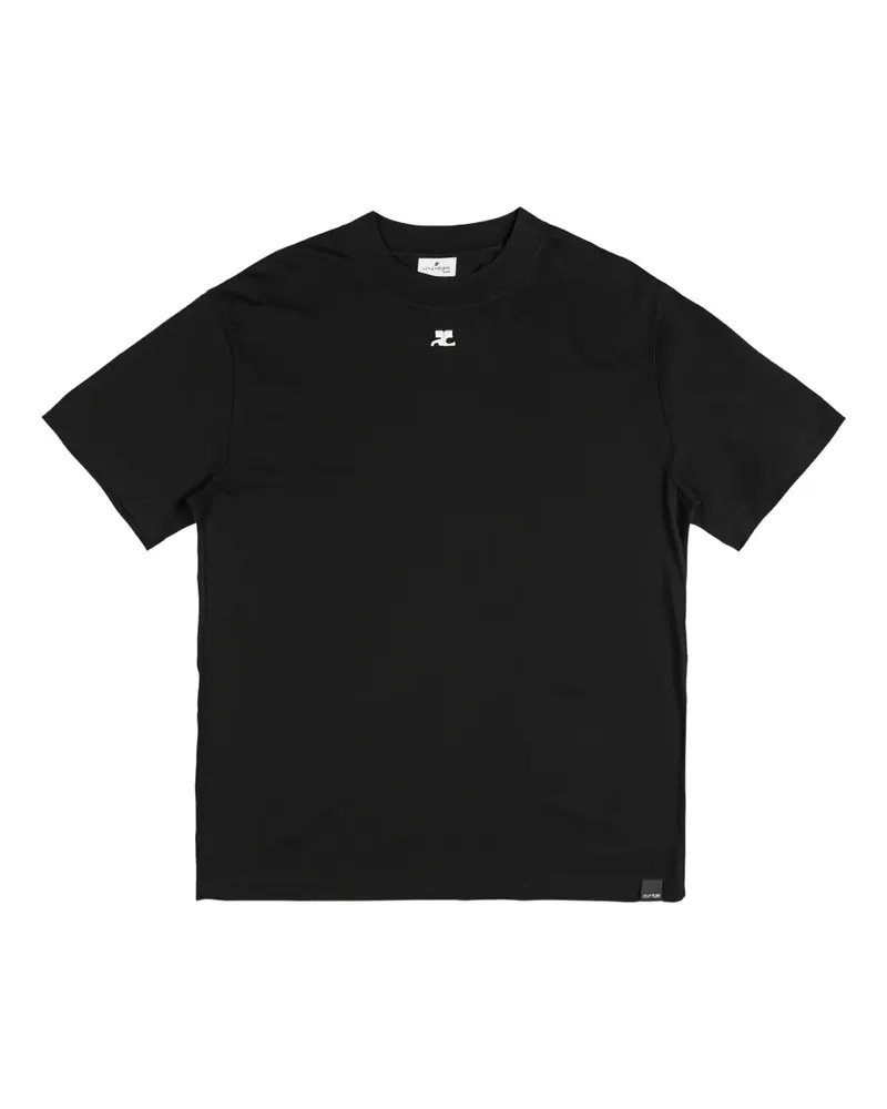 Courrèges T-Shirt mit Logo-Stickerei - 9999 BLACK 9999