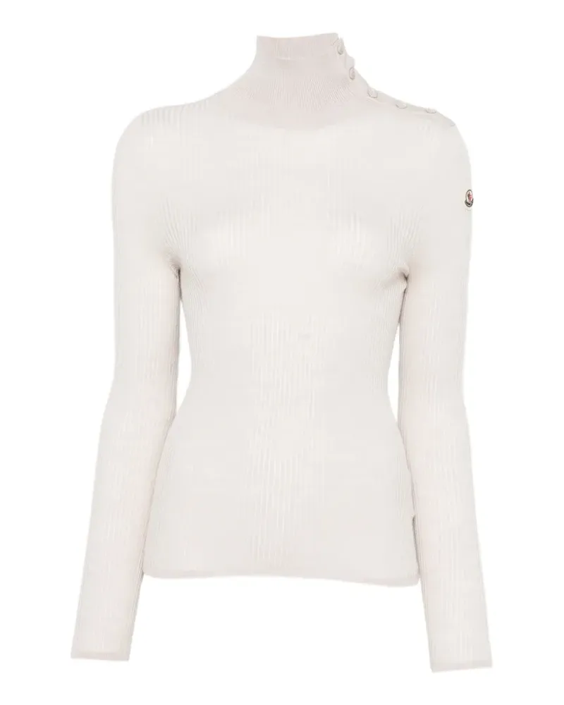 Moncler Dolcevita button-detail ribbed-knit sweater - Nude Nude