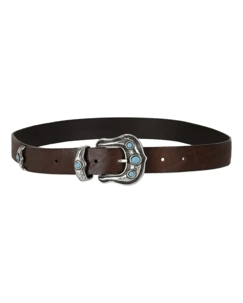 Fortela turquoise embellishment calfskin belt - Braun Braun