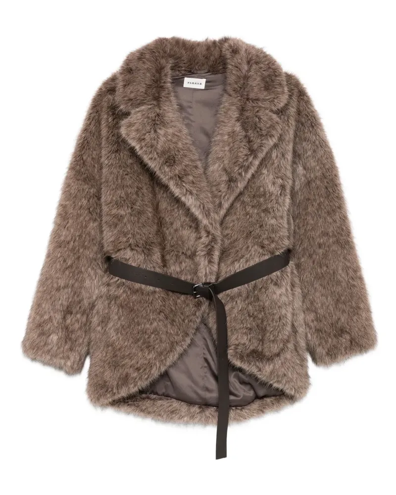P.A.R.O.S.H. P.A.R.O H. Jacke aus Faux Fur mit Gürtel - Braun Braun