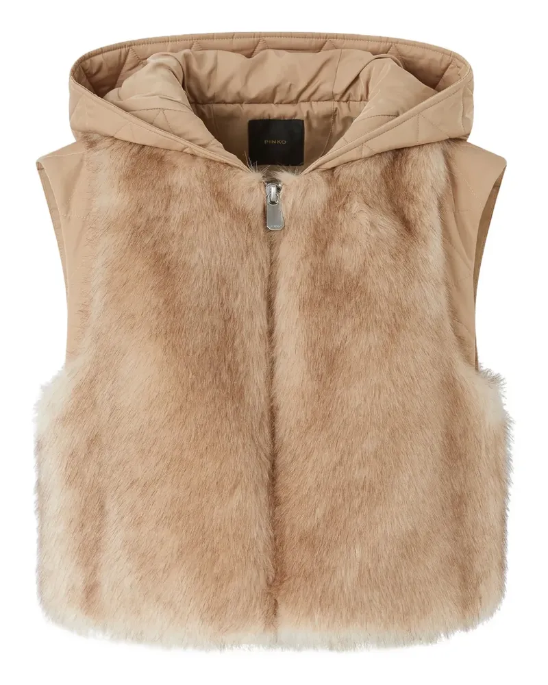 Pinko Weste aus Faux Fur mit gestepptem Einsatz - Nude Nude