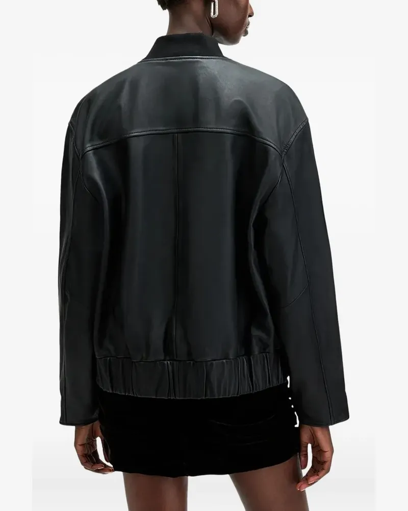 AllSaints Yara Bomberjacke aus Leder - Schwarz Schwarz