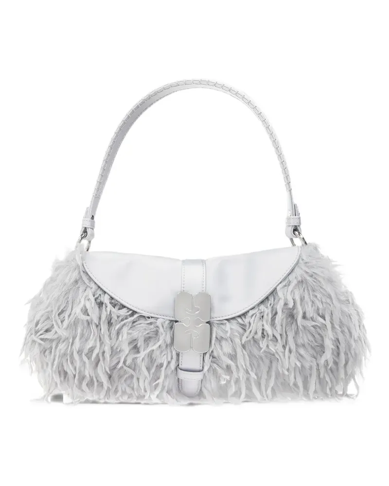 Ganni faux-feather shoulder bag - Grau Grau