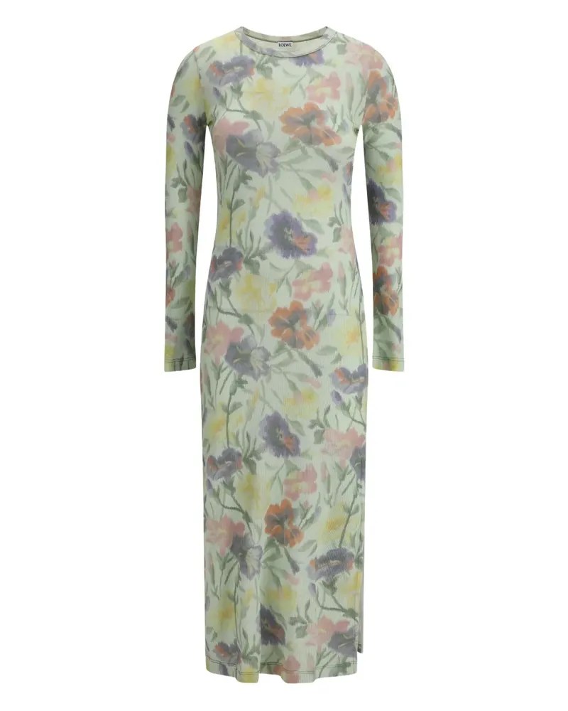 Loewe Morning Midikleid mit Glory-Print - Grün Grün