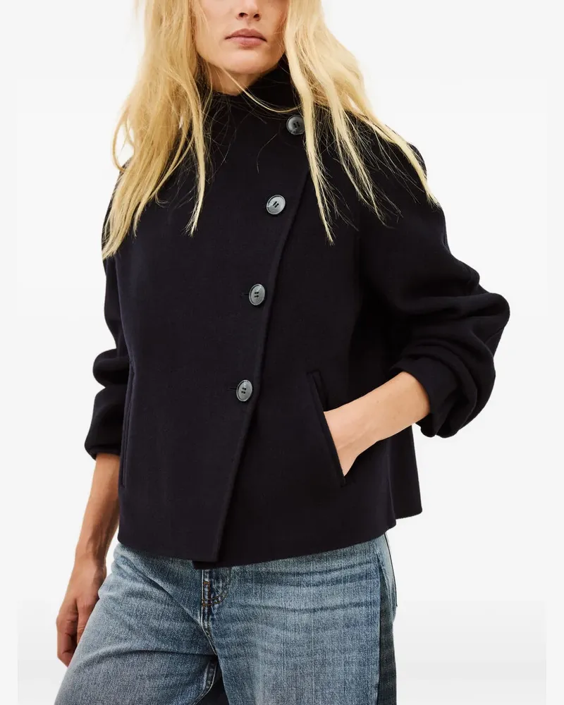 ba&sh Asymmetrischer Kemelia Mantel mit Knopfverschluss - Blau Blau