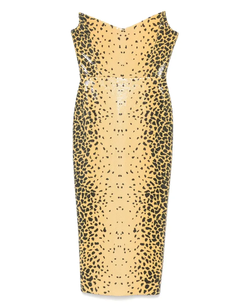 Alex Perry Schulterfreies Maxikleid mit Geparden-Print - Gelb Gelb