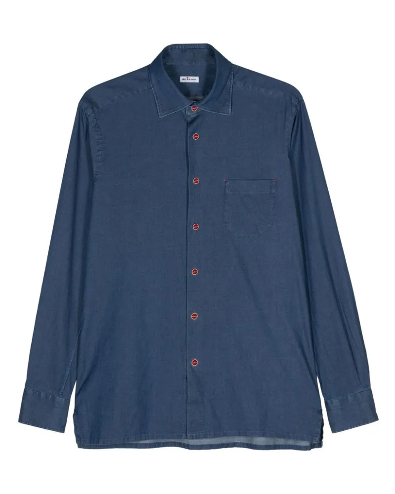 Kiton Jeanshemd mit aufgesetzten Taschen Blau