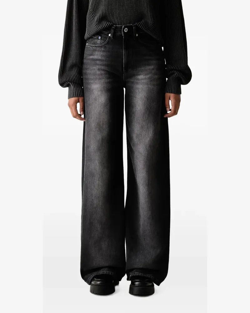 Karl Lagerfeld Ausgeblichene Wide-Leg-Jeans - Schwarz Schwarz