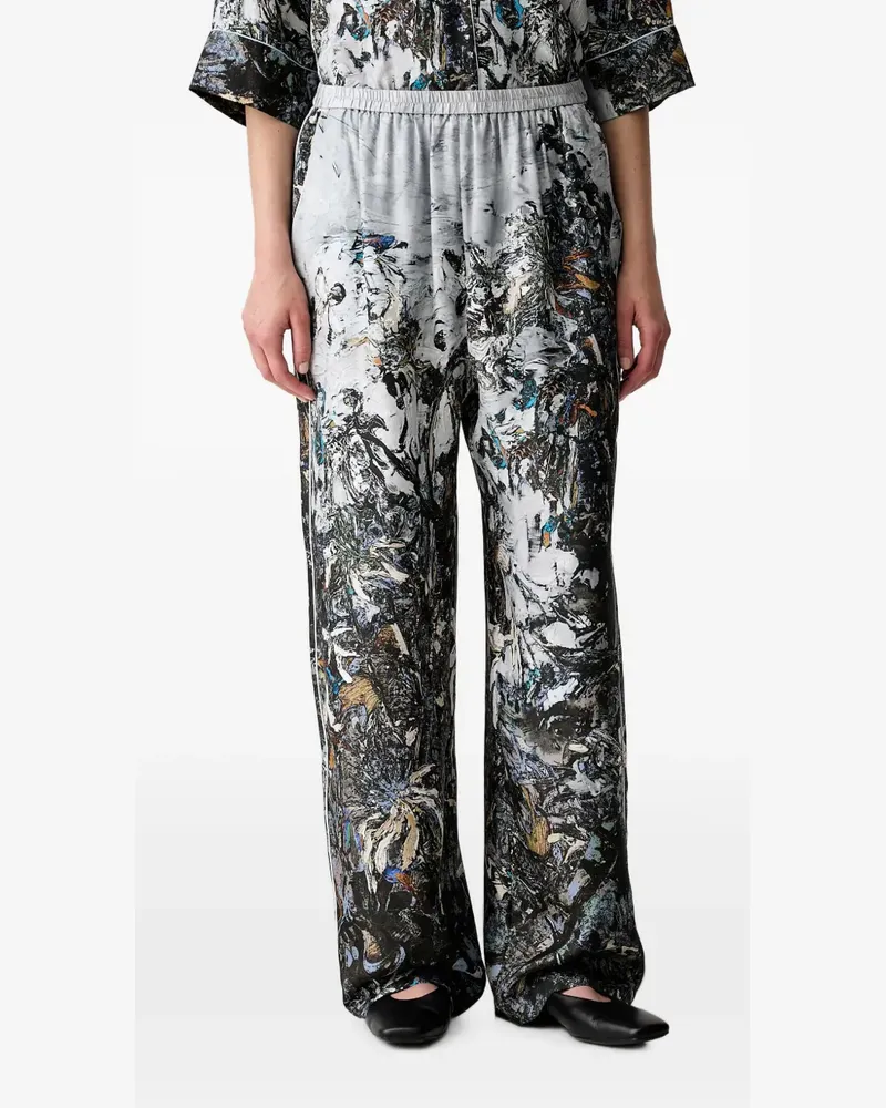 MUNTHE Varum Hose mit abstraktem Print - Grau Grau