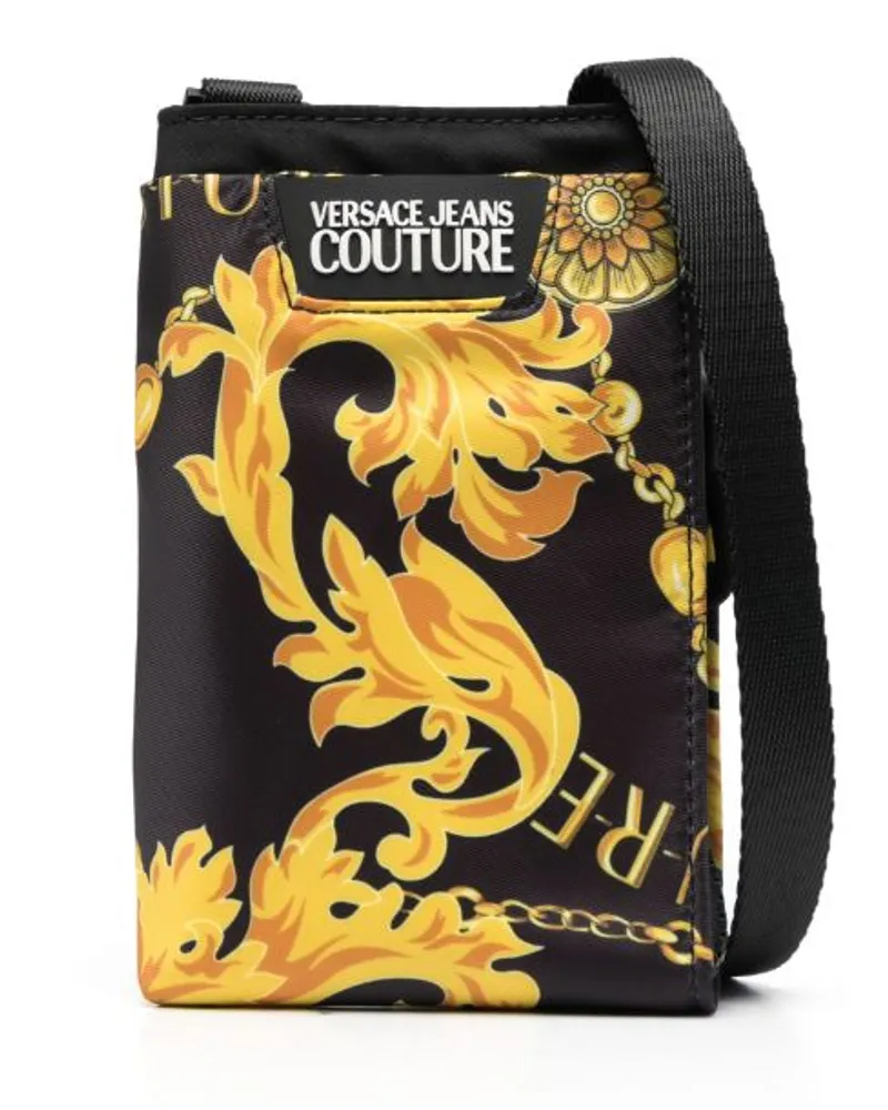 Versace Jeans Schultertasche mit Barock-Print Schwarz