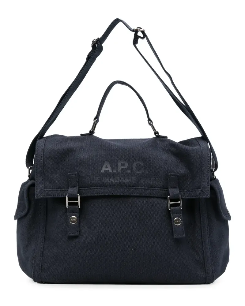 A.P.C. logo-print messenger bag - Blau Blau
