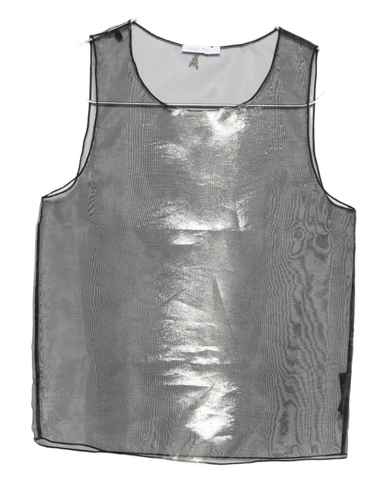 Patrizia Pepe Organza-Oberteil im Metallic-Look - Grau Grau