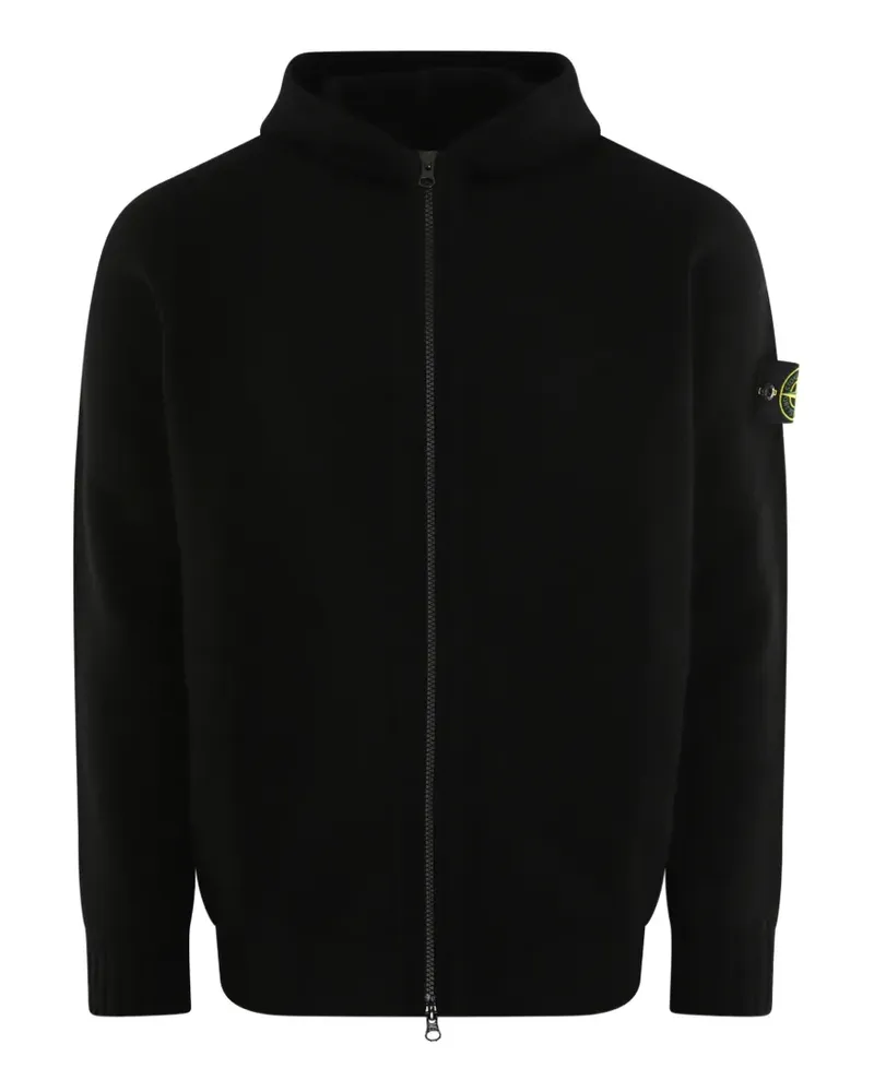 Stone Island logo-patch zip-up hoodie - Schwarz Schwarz
