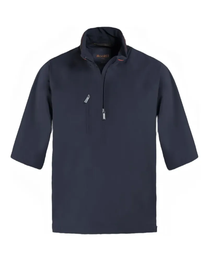 MOORER Stehkragen-Jacke mit kurzem Reißverschluss - Blau Blau
