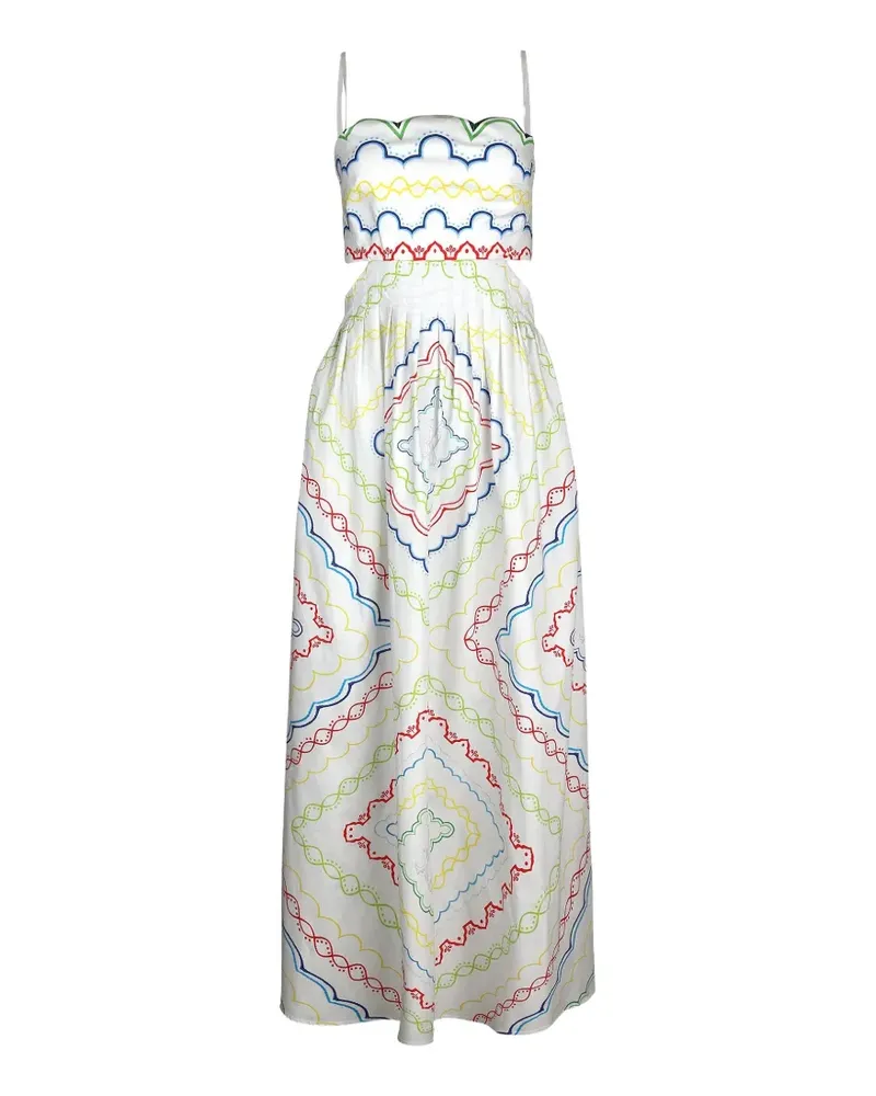 Mary Katrantzou Finley geometric-print cutout midi dress - Weiß Weiß