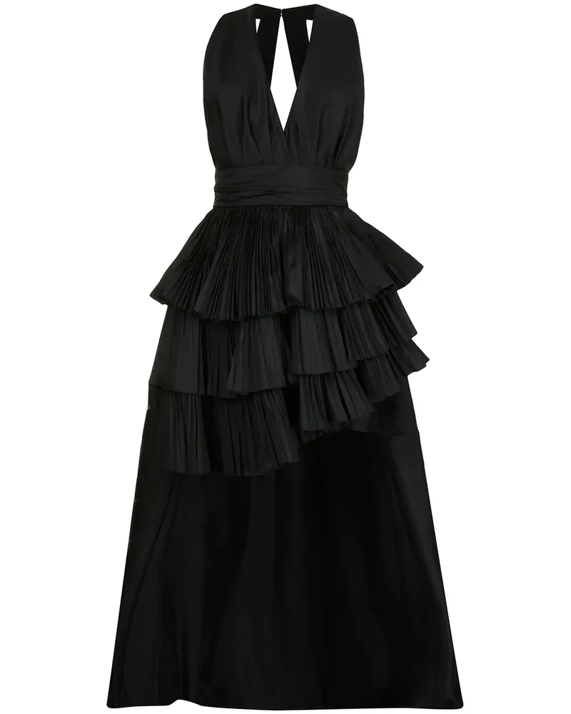 Elie Saab Seidenkleid mit tiefem Ausschnitt - Schwarz Schwarz
