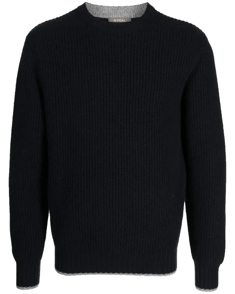 N.Peal Gerippter Kaschmirpullover - Blau Blau