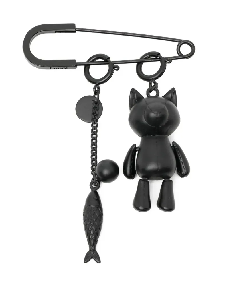 JUUN.J safety-pin charm brooch - Schwarz Schwarz
