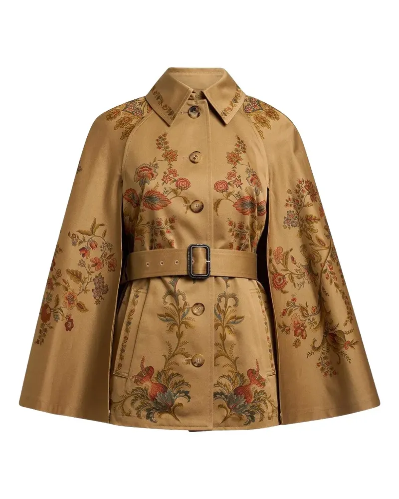 Etro Cape mit Gürtel-Print - Braun Braun