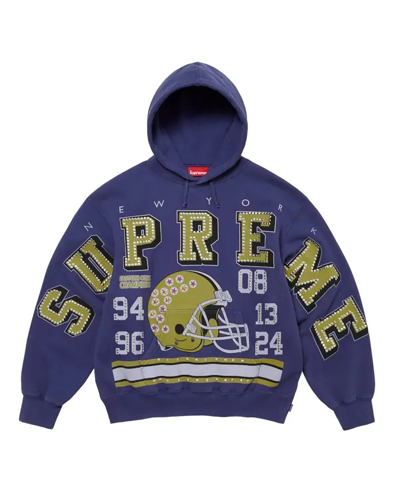Supreme Being Champions studded graphic-print hoodie - Blau Blau