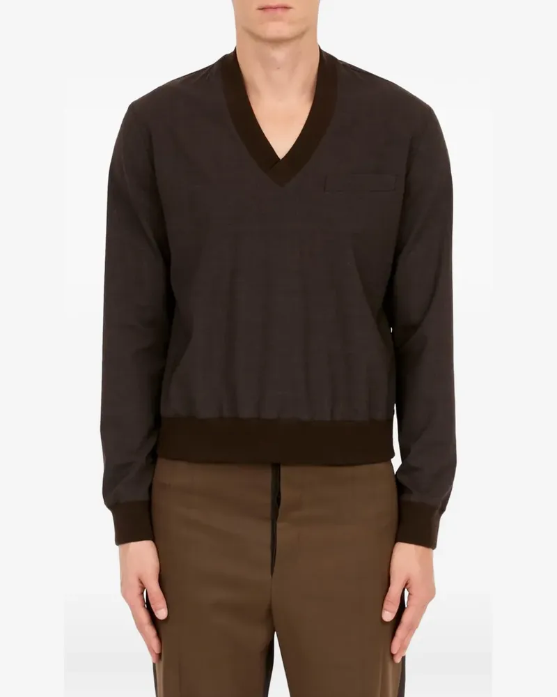 Maison Margiela V-neck long-sleeve top - Braun Braun