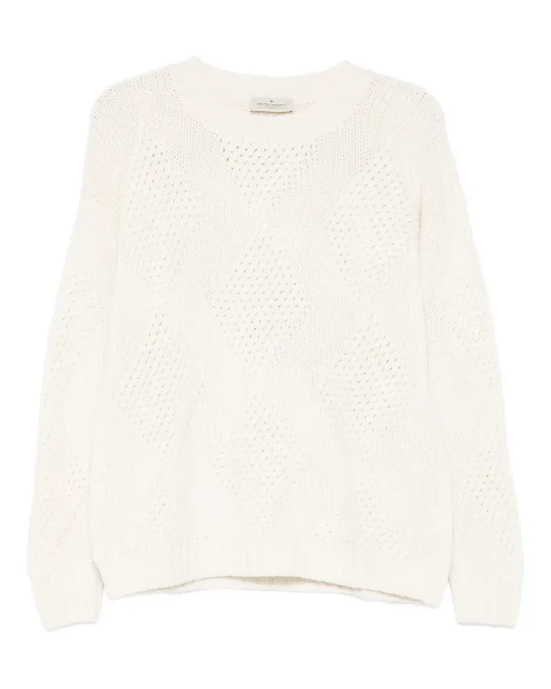 Bruno Manetti Pullover mit Lochmuster - Weiß Weiß
