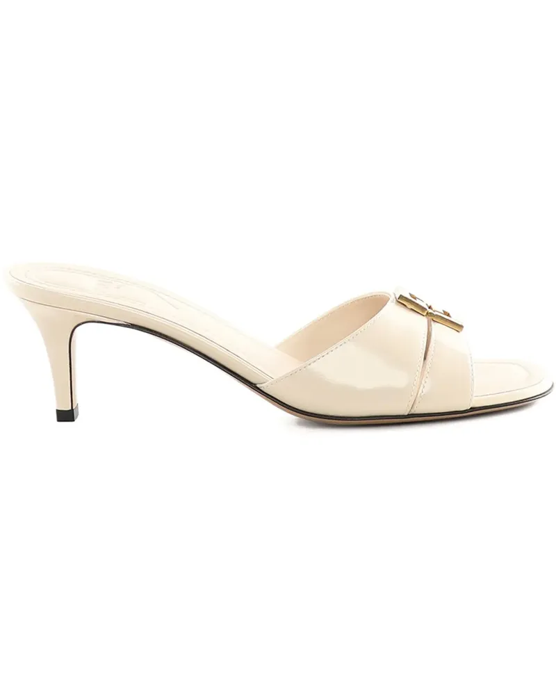 Fendi Mules mit Logo-Schild - Weiß Weiß