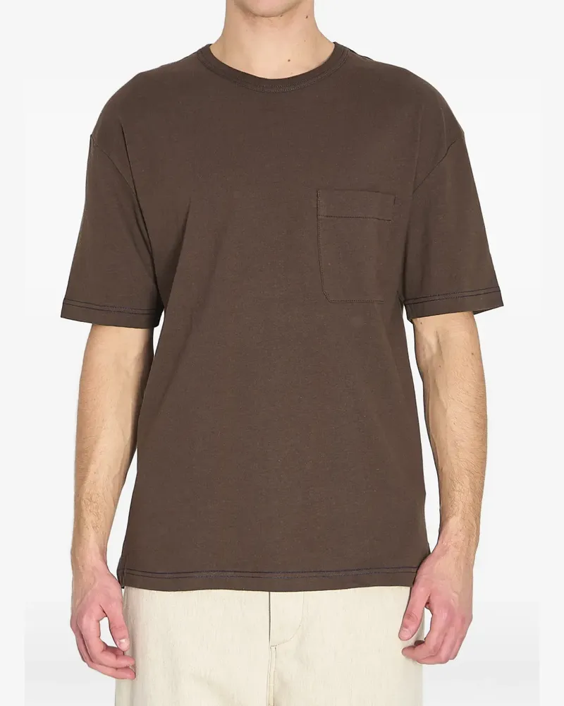 Christophe Lemaire ribbed crew-neck pocket T-shirt - Braun Braun
