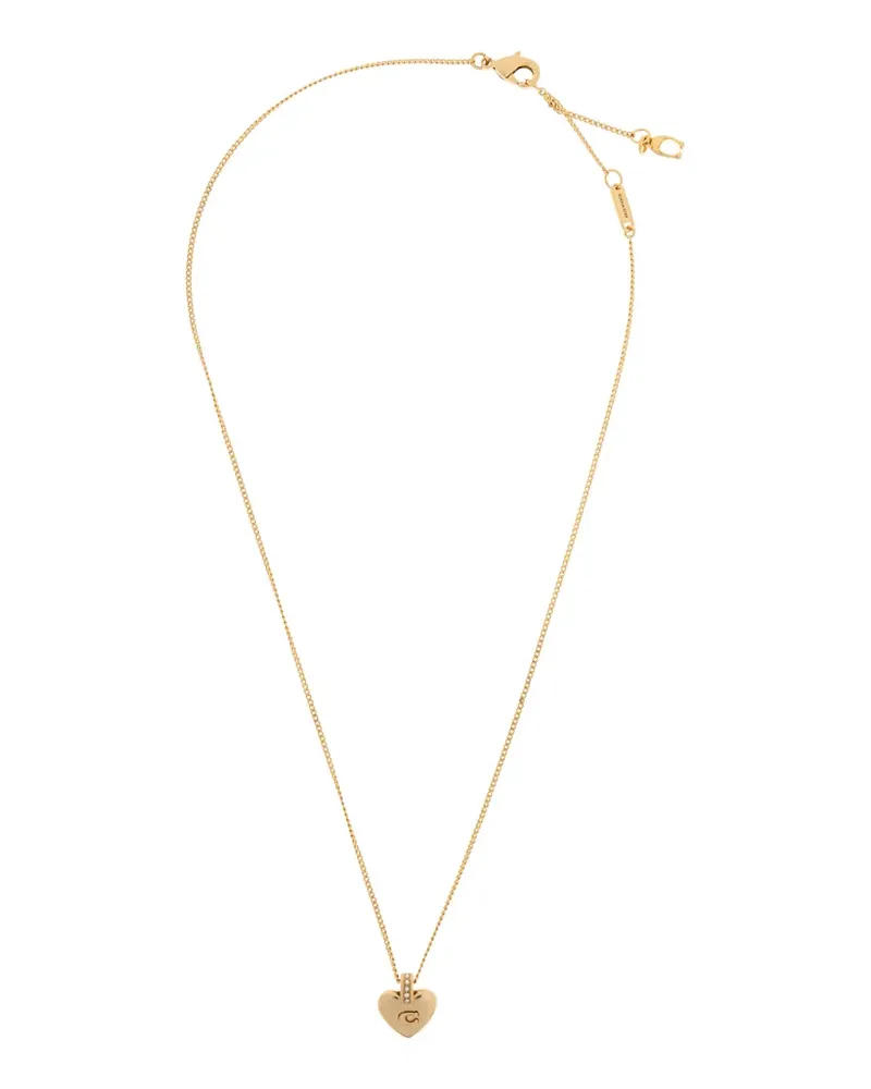 Coach heart logo pendant necklace - Gold Gold