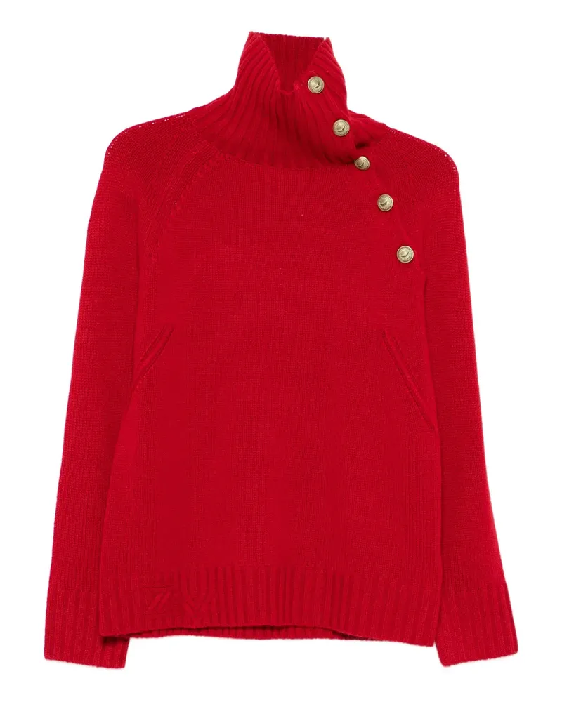 Zadig & Voltaire Stehkragen-Pullover mit Knopfdetail - Rot Rot