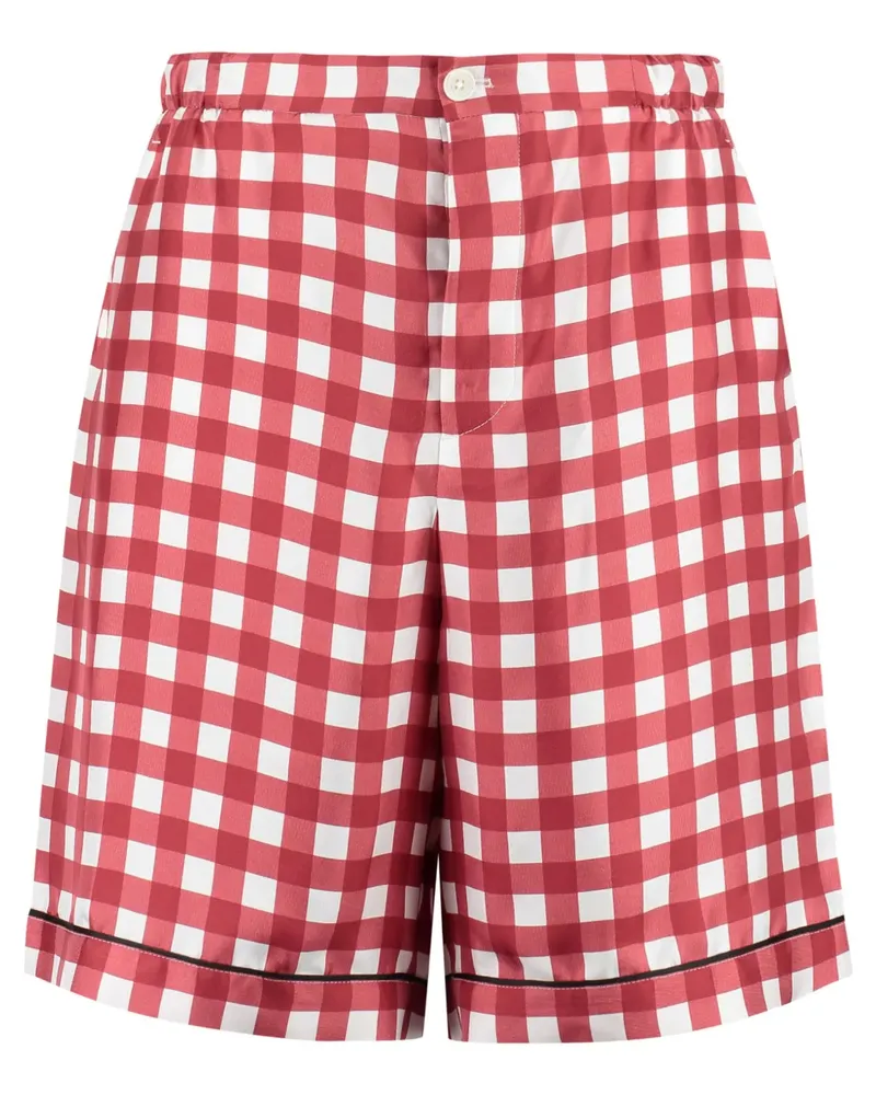 Prada Karierte Shorts aus Seide - Rot Rot