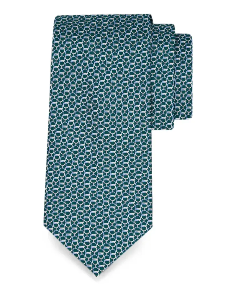 Ferragamo Seidenkrawatte mit Gancini-Print - Grün Grün