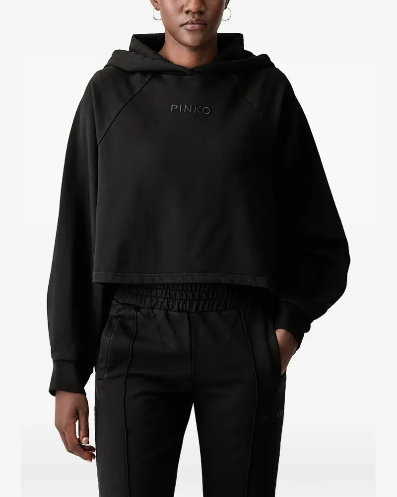 Pinko Cropped-Hoodie mit Logo-Stickerei - Schwarz Schwarz