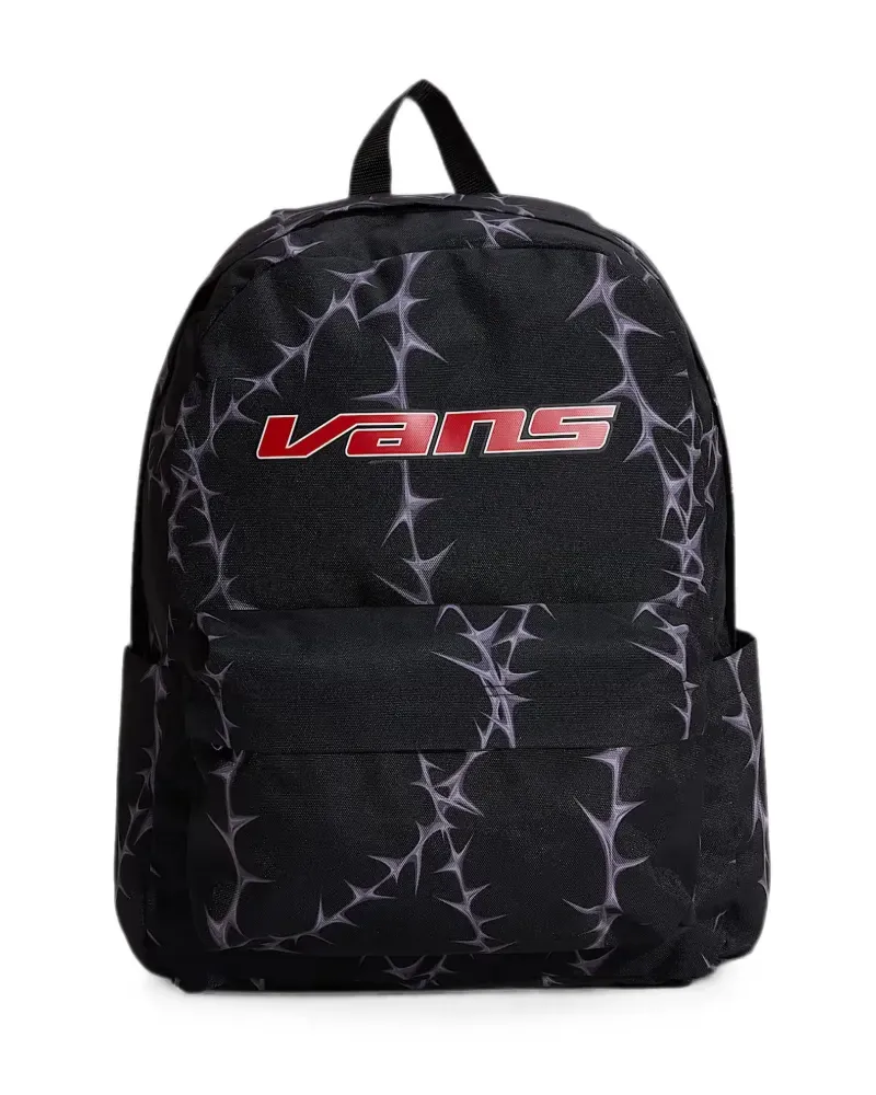 Vans thorn-print logo-patch backpack - Schwarz Schwarz
